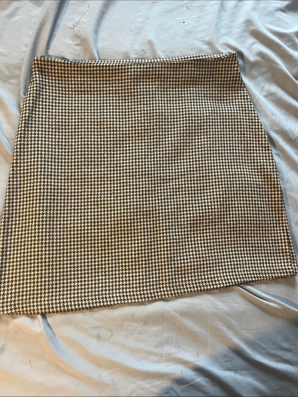 Tailored Houndstooth Mini Skirt - Brown & White
